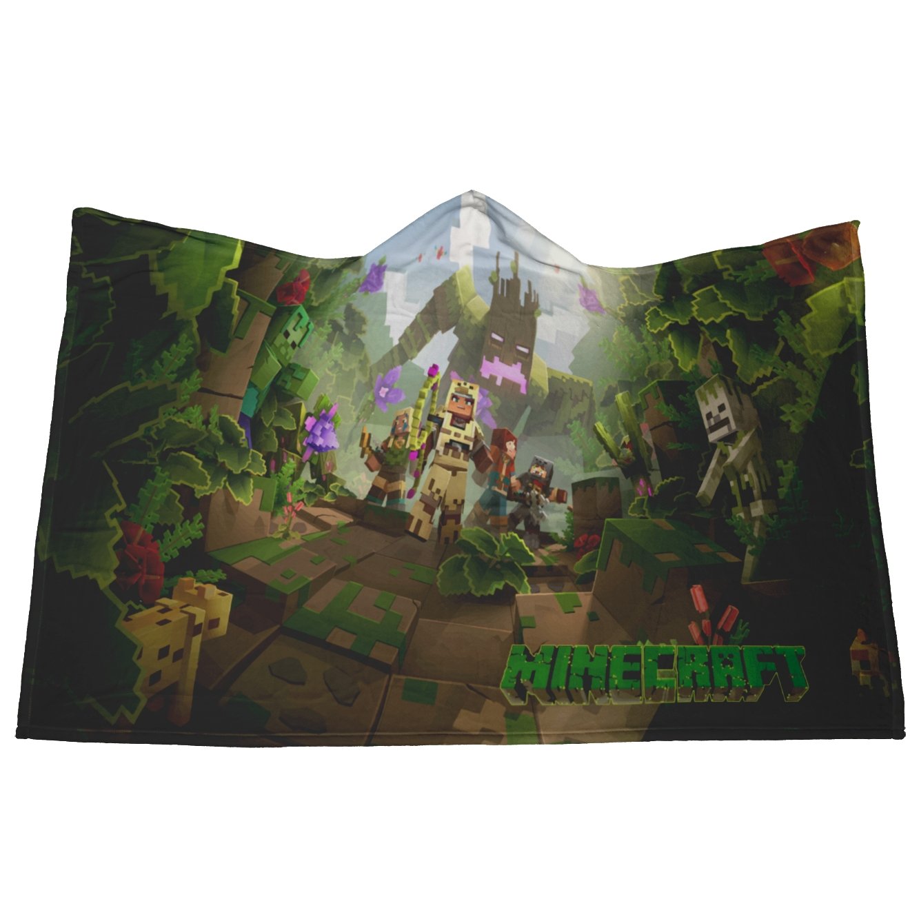 Minecraft Hooded Blanket Soft Green Blanket Fleece Minecraft Adventure MC881 - Lusy Store