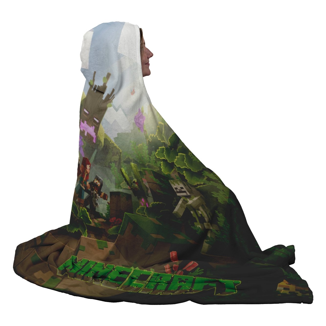 Minecraft Hooded Blanket Soft Green Blanket Fleece Minecraft Adventure MC881 - Lusy Store