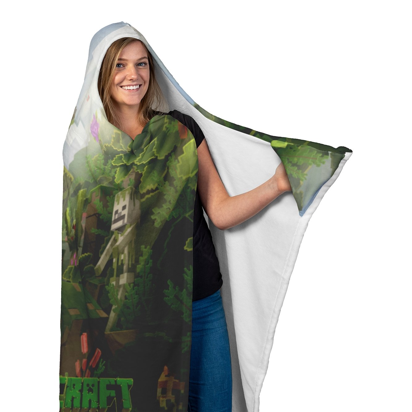 Minecraft Hooded Blanket Soft Green Blanket Fleece Minecraft Adventure MC881 - Lusy Store