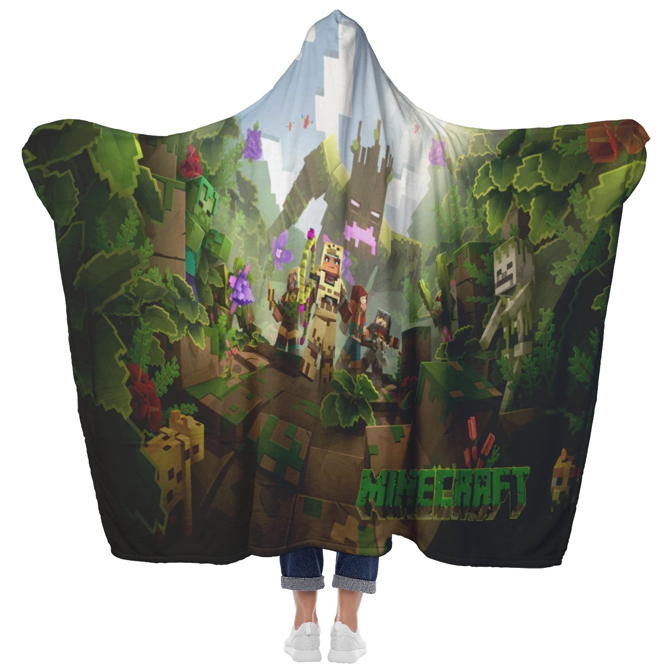 Minecraft Hooded Blanket Soft Green Blanket Fleece Minecraft Adventure MC881 - Lusy Store