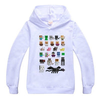 Minecraft Hoodie Boys and Girls Long Sleeves For Childrens White