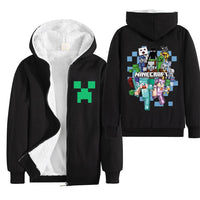 Minecraft Hoodie Boys Winter Clothes Zipper Long Sleeve Kids Black Blue