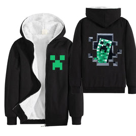 Minecraft Hoodie Boys Winter Clothes Zipper Long Sleeve Kids Black Green