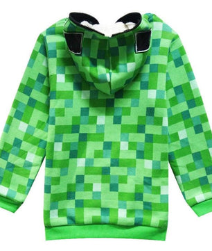 Minecraft Hoodie Halloween Kids Minecraft Costume Green Sweatshirt For Children Winter Jacket Outfit - Lusy Store