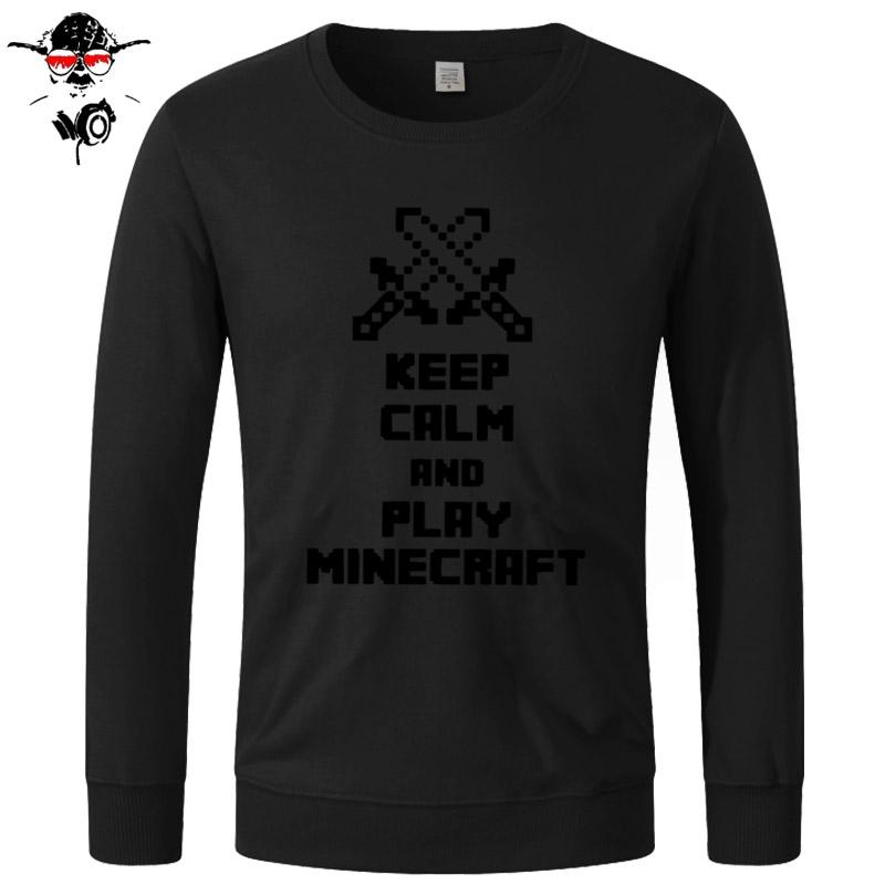Minecraft Hoodie Tops Sweatshirts Unisex Keep Calm and Play Minecraft Cotton Funny - Lusy Store