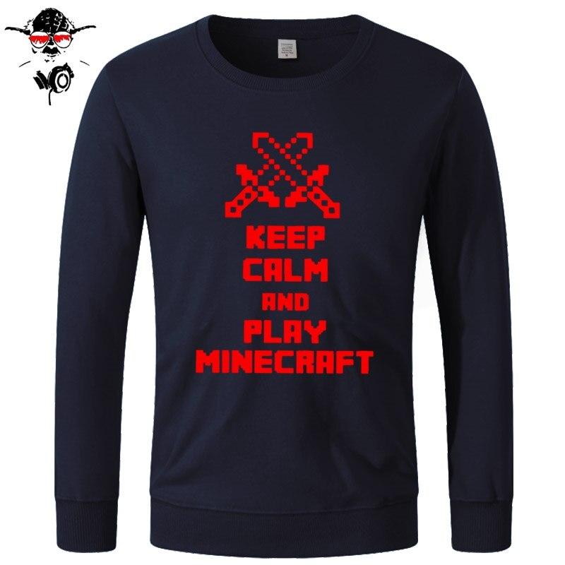 Minecraft Hoodie Tops Sweatshirts Unisex Keep Calm and Play Minecraft Cotton Funny - Lusy Store