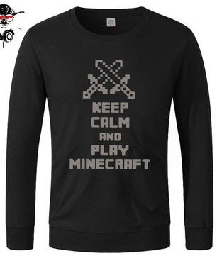 Minecraft Hoodie Tops Sweatshirts Unisex Keep Calm and Play Minecraft Cotton Funny - Lusy Store