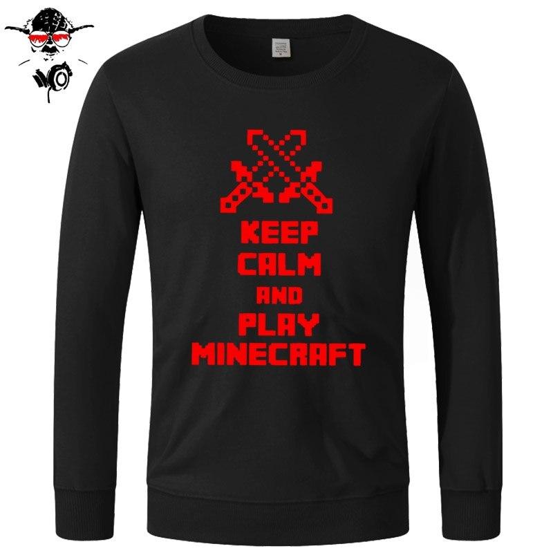 Minecraft Hoodie Tops Sweatshirts Unisex Keep Calm and Play Minecraft Cotton Funny - Lusy Store