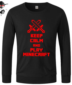 Minecraft Hoodie Tops Sweatshirts Unisex Keep Calm and Play Minecraft Cotton Funny - Lusy Store