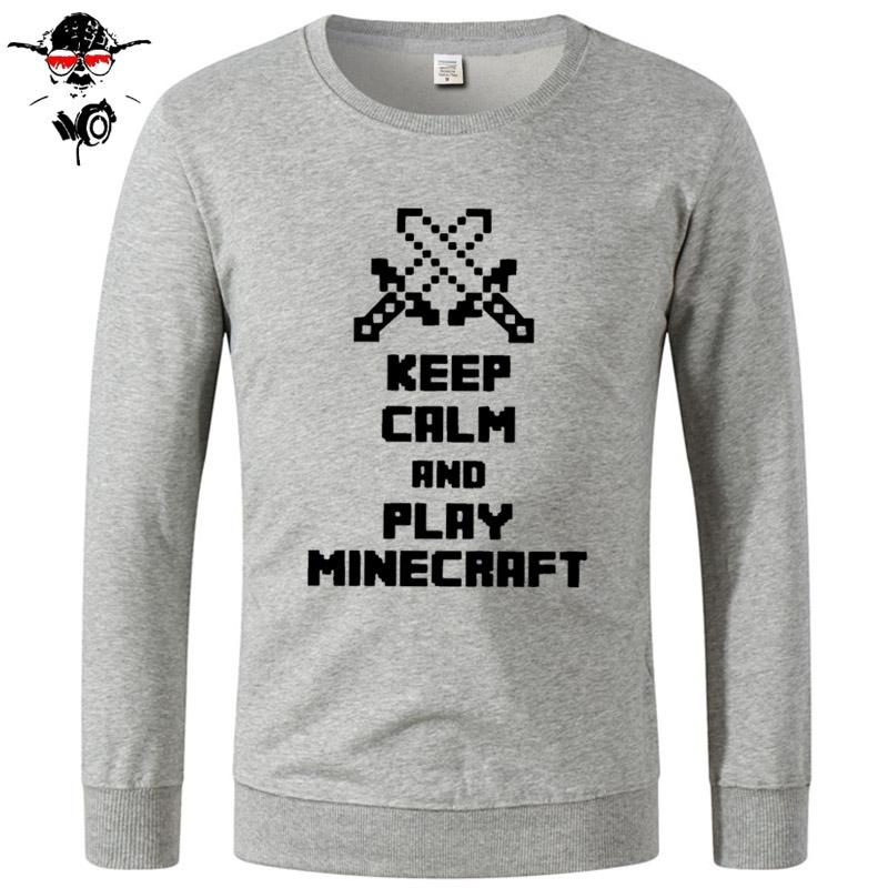 Minecraft Hoodie Tops Sweatshirts Unisex Keep Calm and Play Minecraft Cotton Funny - Lusy Store