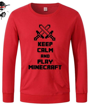 Minecraft Hoodie Tops Sweatshirts Unisex Keep Calm and Play Minecraft Cotton Funny - Lusy Store