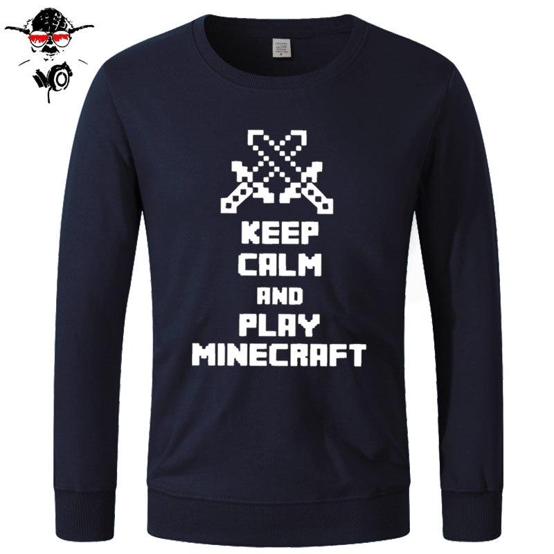 Minecraft Hoodie Tops Sweatshirts Unisex Keep Calm and Play Minecraft Cotton Funny - Lusy Store