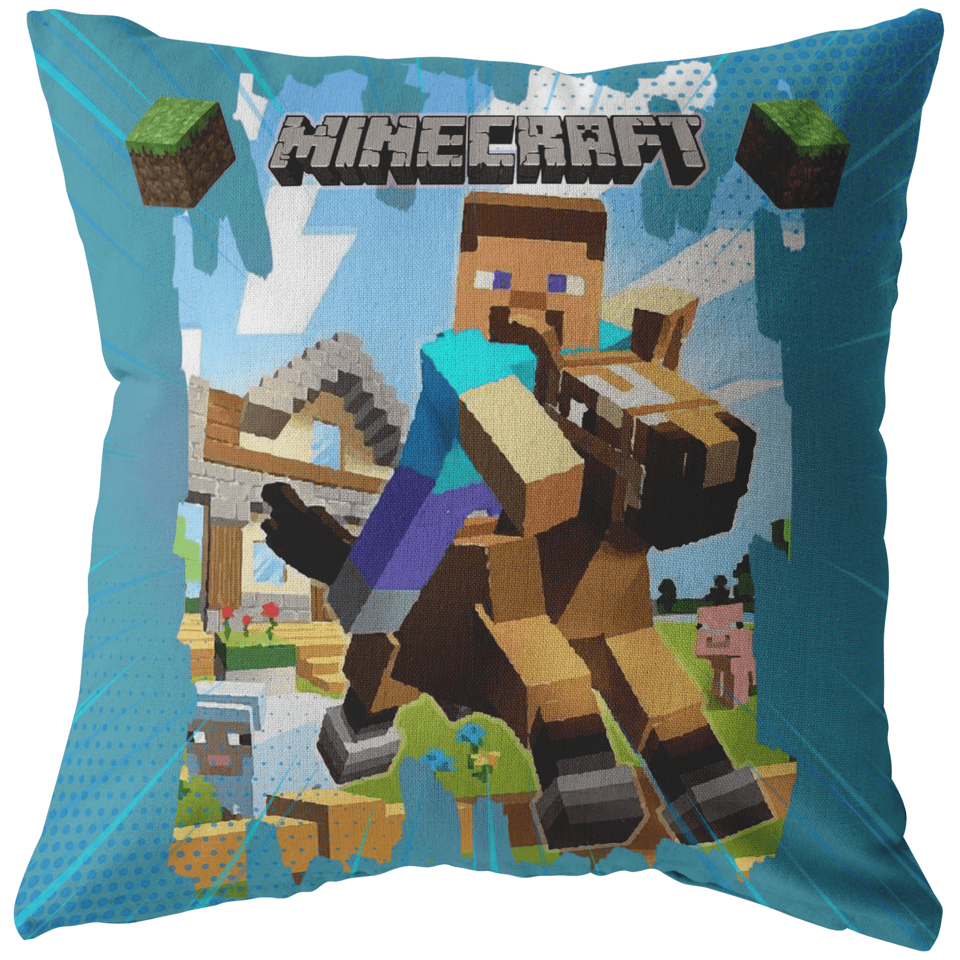 Minecraft pillow steven ride horse - Lusy Store