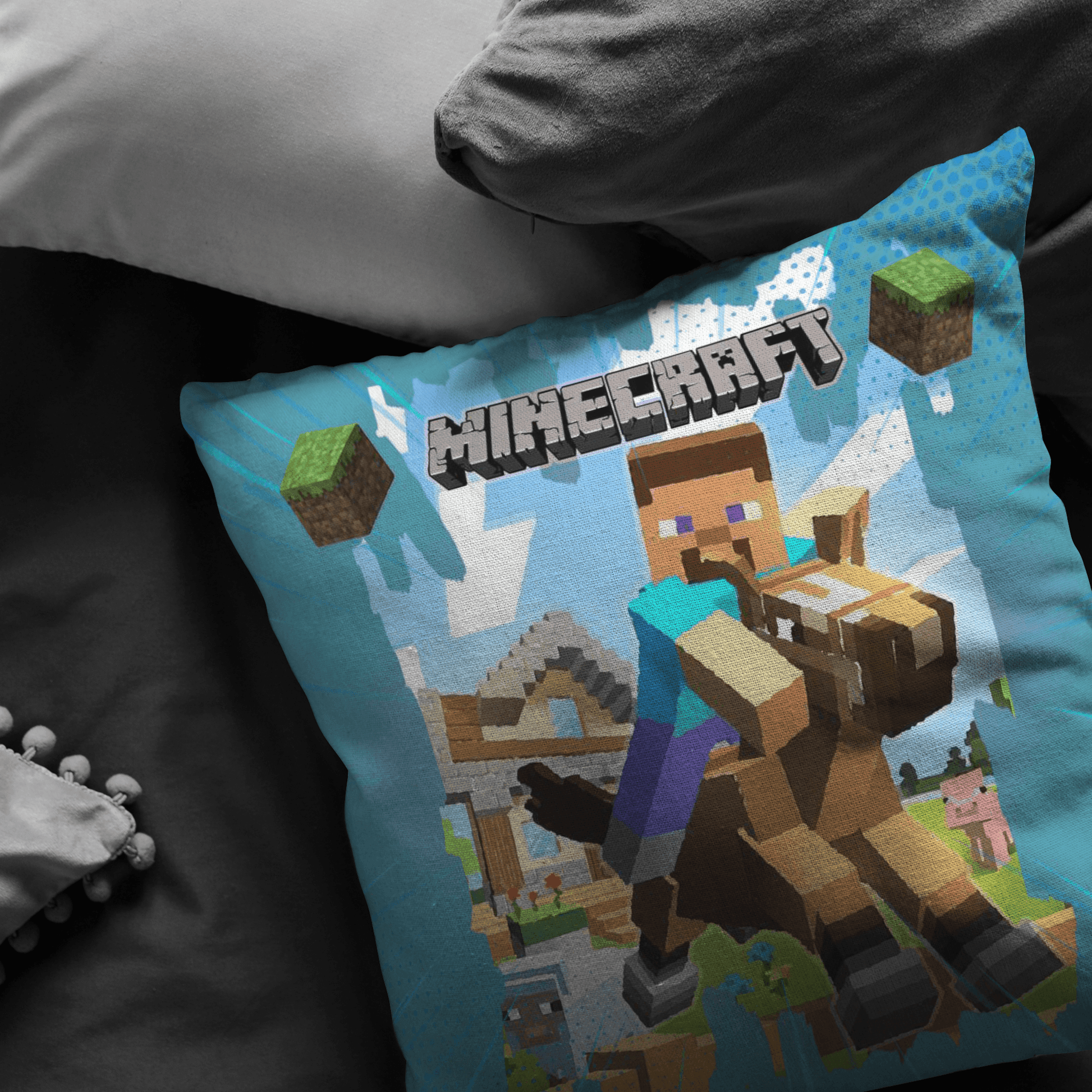 Minecraft pillow steven ride horse - Lusy Store