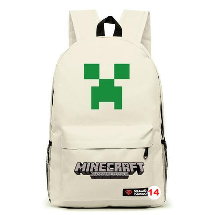 Minecraft Plaid Creepers Boy Girl School Bag Teenagers Canvas 14 45CMX31CMX13CM