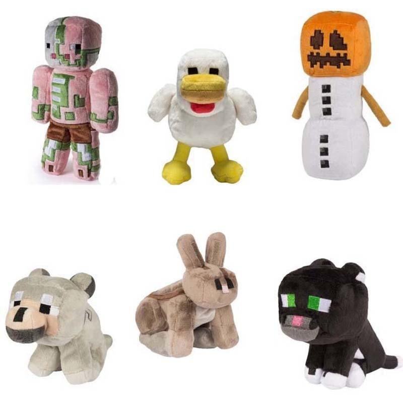 Minecraft Plush Stuffed Toys Snow Golem Steve Zombie Wolf Ocelot Rabbit Chicken Plush Toy - Lusy Store