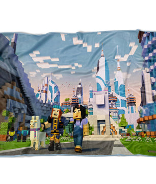 Minecraft Story Mode Season 2 Cities Fleece Blanket Lightweight Supremely Soft & Cozy - Lusy Store