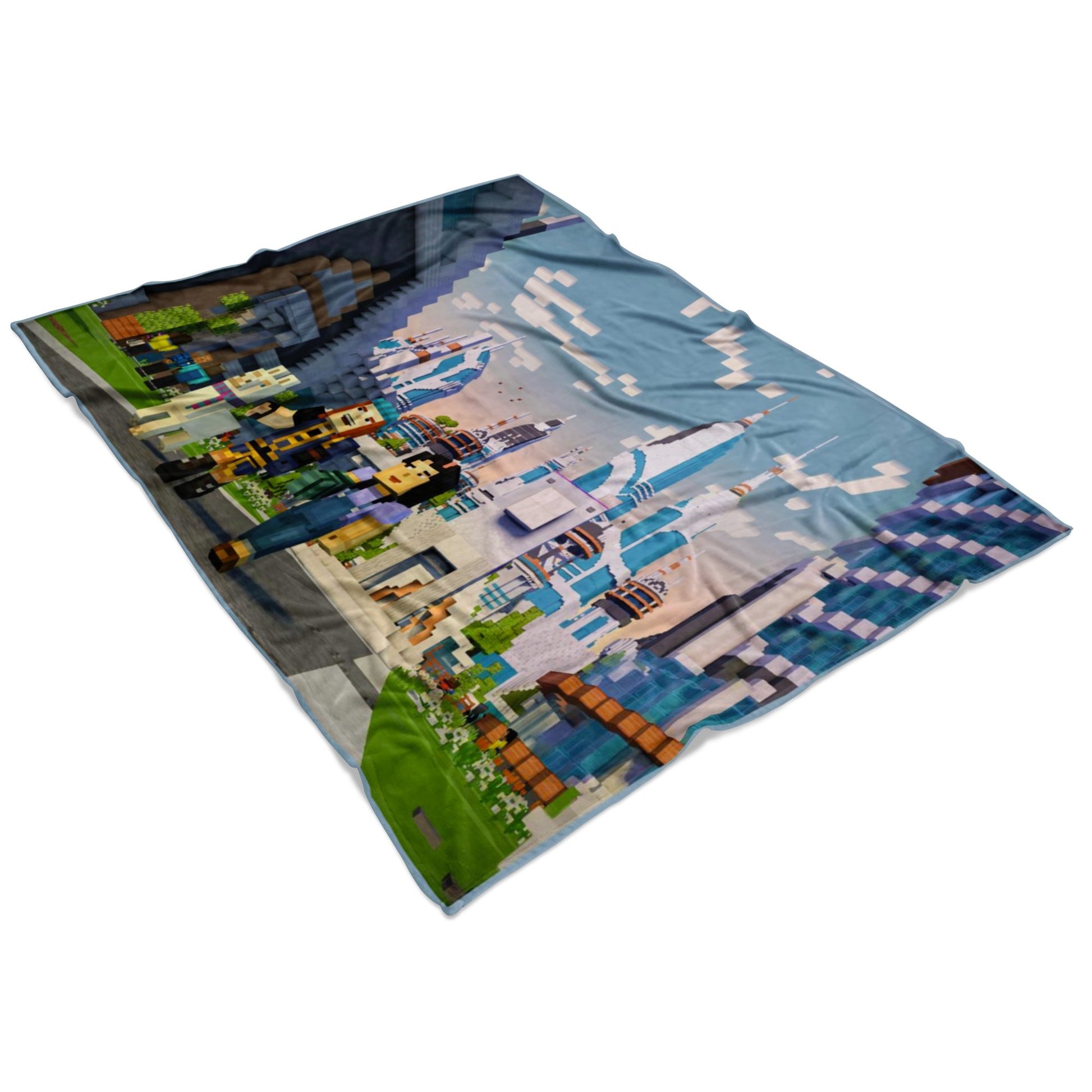Minecraft Story Mode Season 2 Cities Fleece Blanket Lightweight Supremely Soft & Cozy - Lusy Store