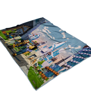 Minecraft Story Mode Season 2 Cities Fleece Blanket Lightweight Supremely Soft & Cozy - Lusy Store