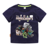 Minecraft T Shirt Children's Clothing Short Sleeved TE15 Navy