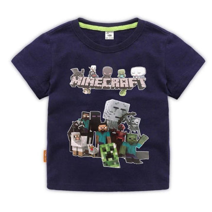 Minecraft T Shirt Children's Clothing Short Sleeved TE15 Navy