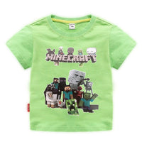 Minecraft T Shirt Children's Clothing Short Sleeved TE15 Green