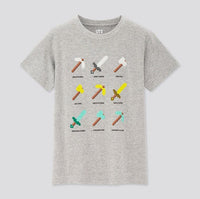 Minecraft T Shirt Round Neck Short Sleeve Cotton Casual Unisex Grey