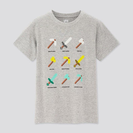 Minecraft T Shirt Round Neck Short Sleeve Cotton Casual Unisex Grey