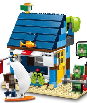 Minecraft toys lego My World Series Beach House Mind World Building Blocks Ocean - Lusy Store