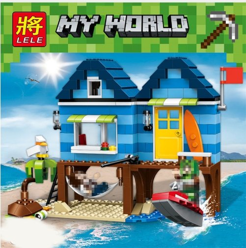 Minecraft toys lego My World Series Beach House Mind World Building Blocks Ocean - Lusy Store