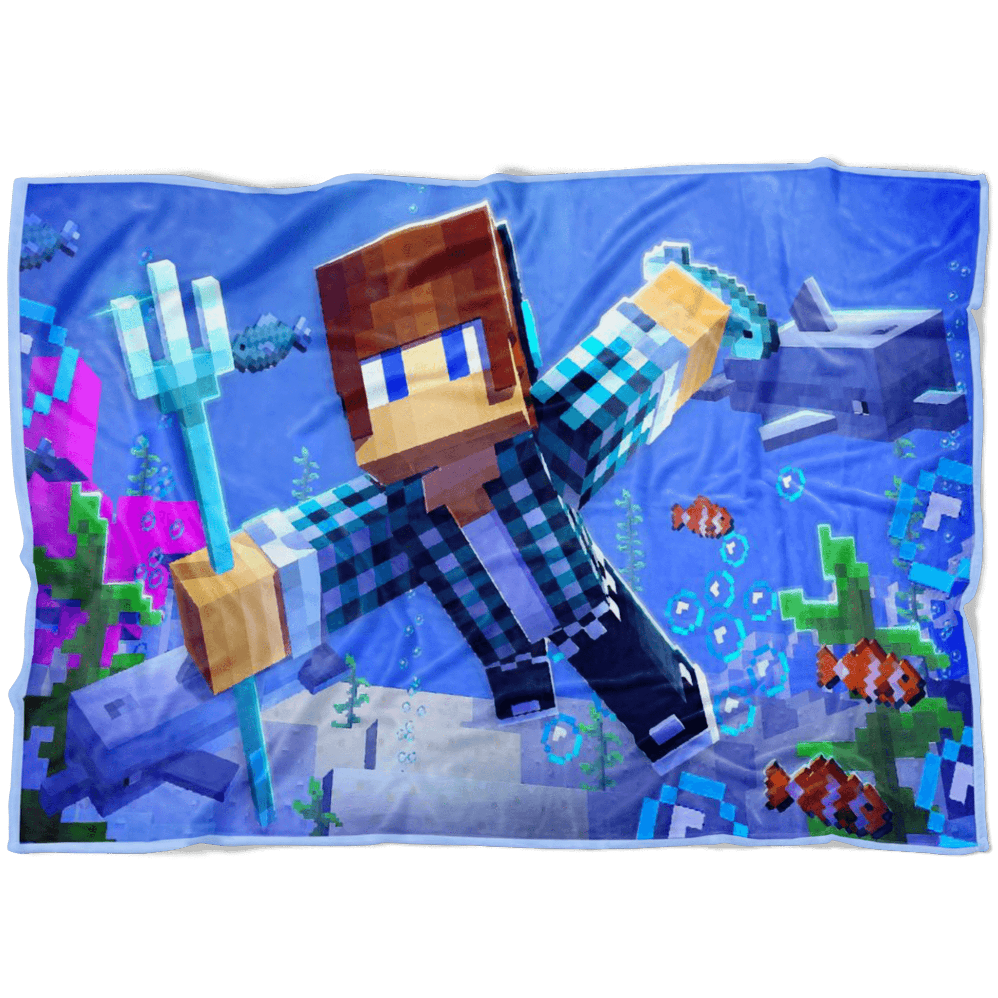 Minecraft Under The Ocean Fleece Blanket Lightweight Supremely Soft - Lusy Store