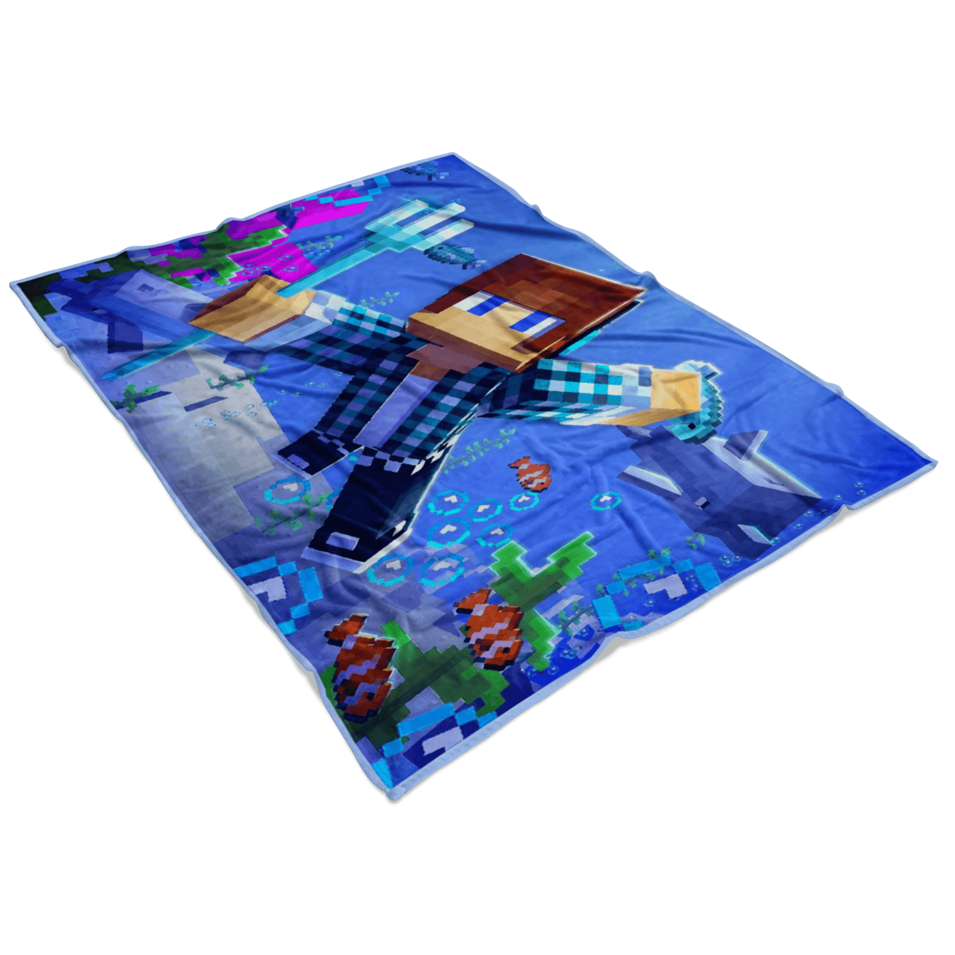 Minecraft Under The Ocean Fleece Blanket Lightweight Supremely Soft - Lusy Store