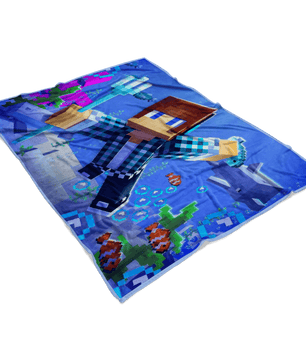Minecraft Under The Ocean Fleece Blanket Lightweight Supremely Soft - Lusy Store