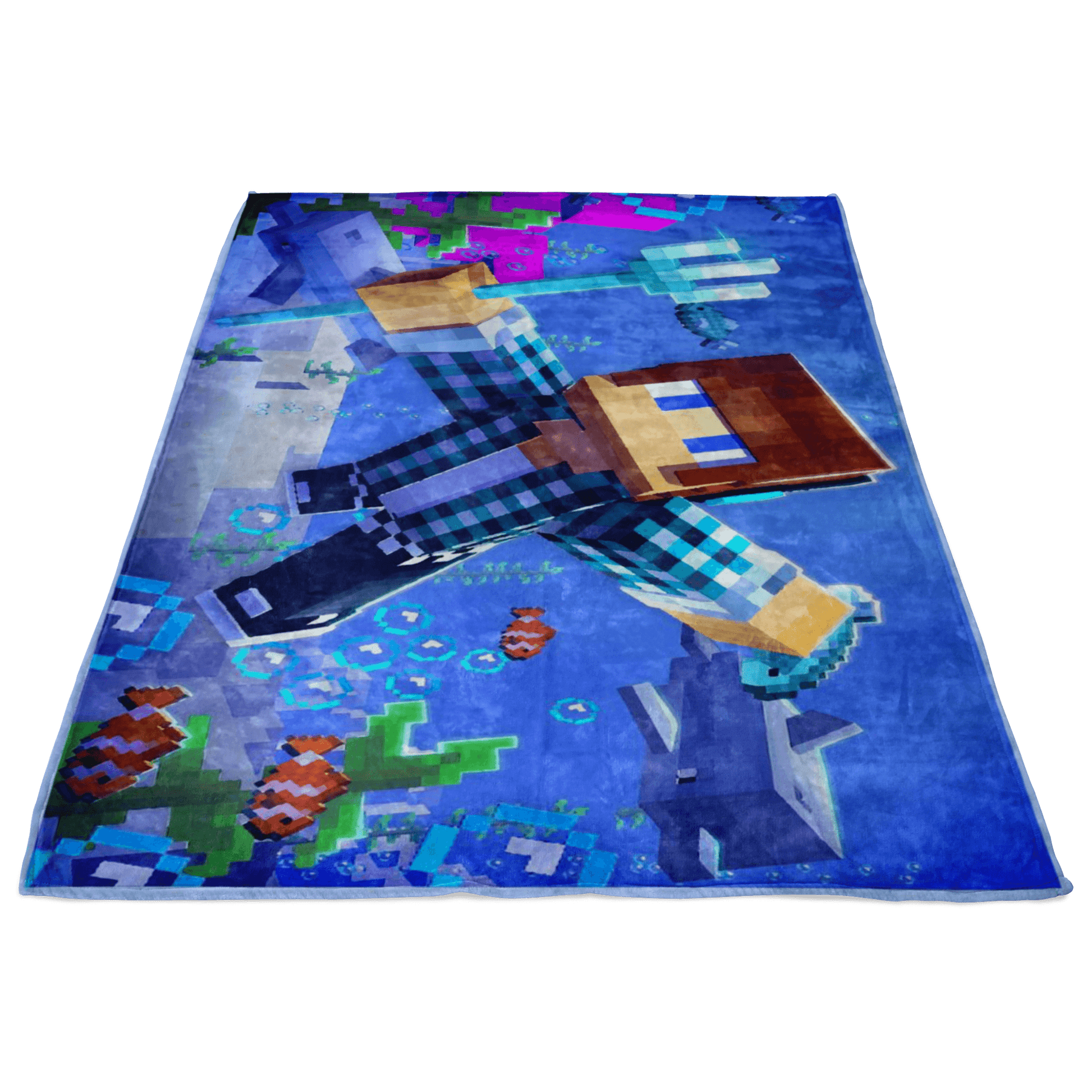 Minecraft Under The Ocean Fleece Blanket Lightweight Supremely Soft - Lusy Store