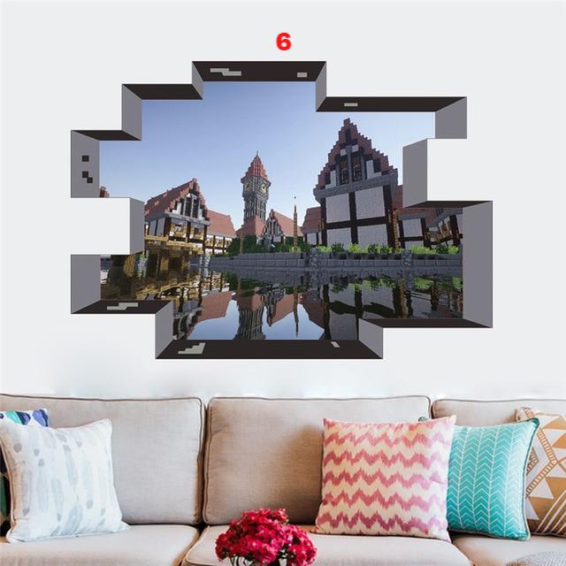 Minecraft Wall Stickers For Kids Room Home Decoration 3d Window Pvc Steve Mural Art Diy - Lusy Store