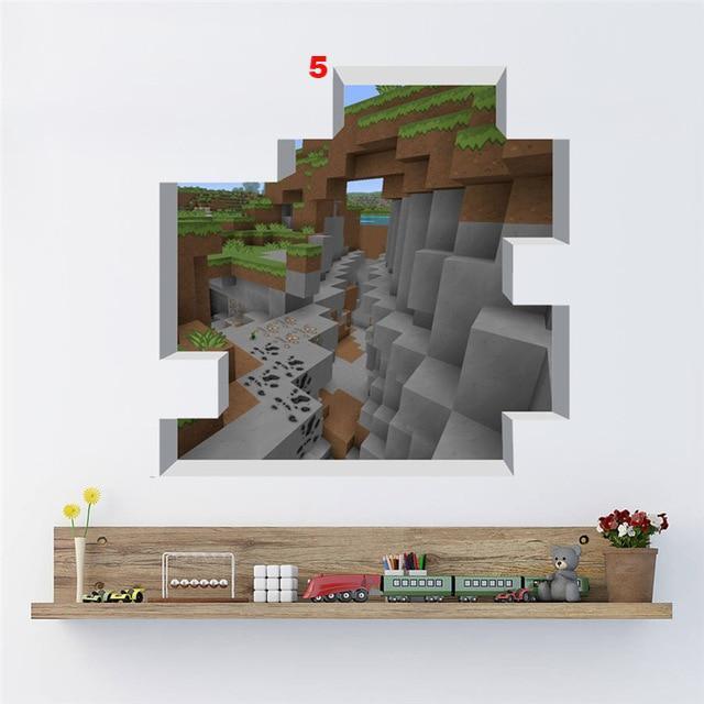 Minecraft Wall Stickers For Kids Room Home Decoration 3d Window Pvc Steve Mural Art Diy - Lusy Store