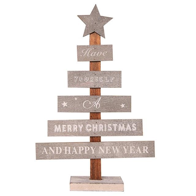 Mini Wooden Merry Christmas Tree Desk Table Decor Pendants - Lusy Store