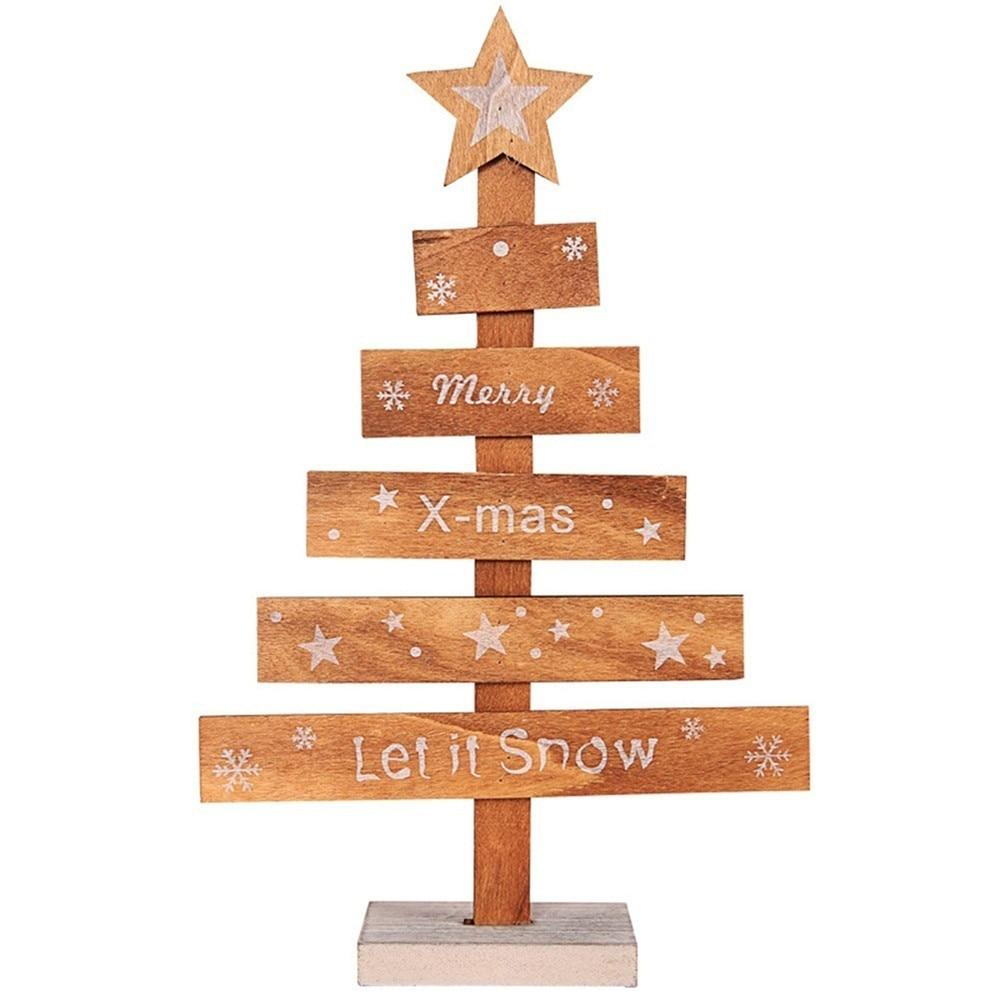 Mini Wooden Merry Christmas Tree Desk Table Decor Pendants - Lusy Store