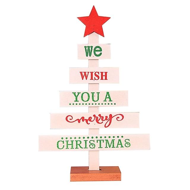 Mini Wooden Merry Christmas Tree Desk Table Decor Pendants - Lusy Store