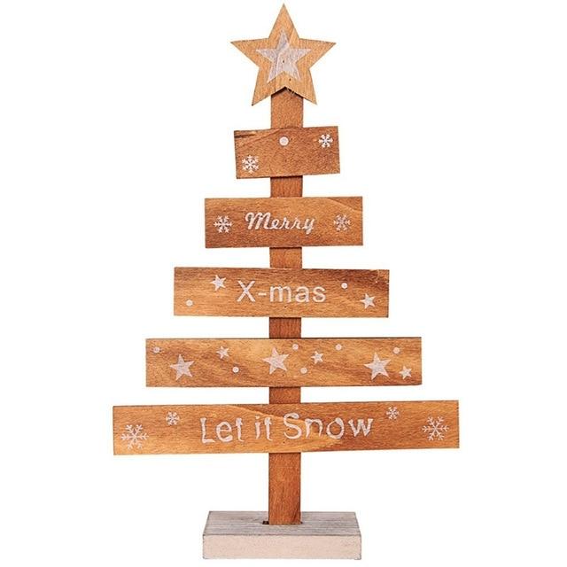 Mini Wooden Merry Christmas Tree Desk Table Decor Pendants - Lusy Store