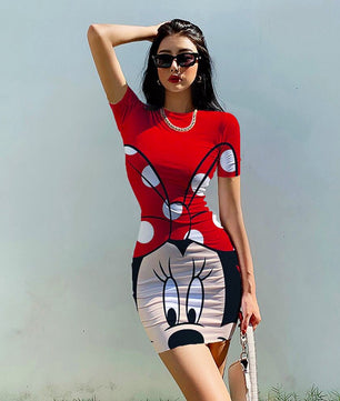 Minnie Mouse Dress Bodycon Slim Pencil Sheath Dress D508 - Lusy Store
