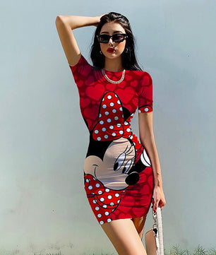 Minnie Mouse Dress Bodycon Slim Pencil Sheath Dress D508 - Lusy Store