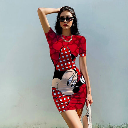 Minnie Mouse Dress Bodycon Slim Pencil Sheath Dress D508 - Lusy Store