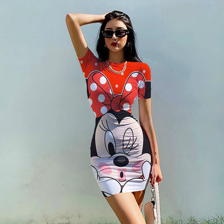 Minnie Mouse Dress Bodycon Slim Pencil Sheath Dress D508 - Lusy Store