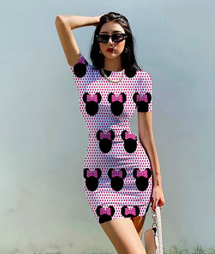 Minnie Mouse Dress Bodycon Slim Pencil Sheath Dress D508 - Lusy Store