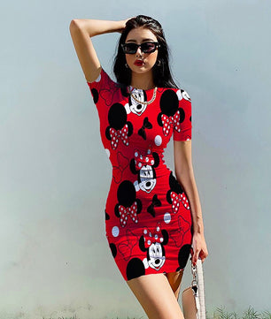 Minnie Mouse Dress Bodycon Slim Pencil Sheath Dress D508 - Lusy Store