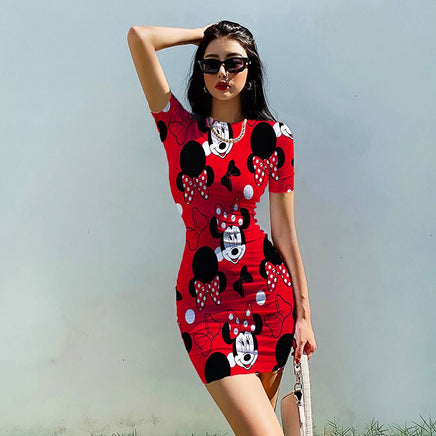 Minnie Mouse Dress Bodycon Slim Pencil Sheath Dress D508 - Lusy Store