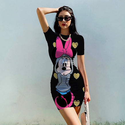 Minnie Mouse Dress Bodycon Slim Pencil Sheath Dress D508 - Lusy Store