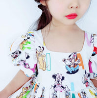 Minnie Mouse Skirt Cotton Children's Clothing Custom Girls Puff Sleeve