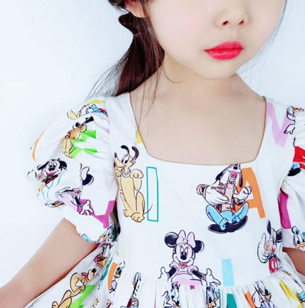 Minnie Mouse Skirt Cotton Children's Clothing Custom Girls Puff Sleeve
